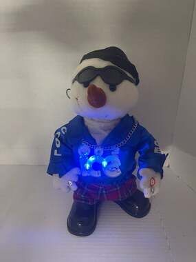 Gemmy Animated Hip Hop Snowman Cool Ice Singing Dancing Plush 12"